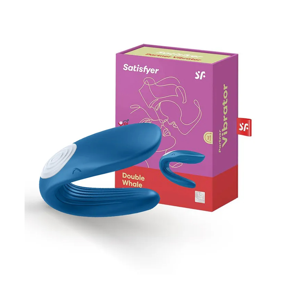 Многофункциональный стимулятор для пар Satisfyer Partner Whale, силикон, голубой, 17 см. 3