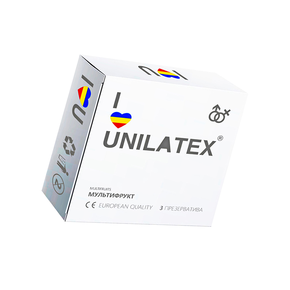 Презервативы Unilatex, multifrutis, аромат, цветные, 19 см, 5,4 см, 3 шт.