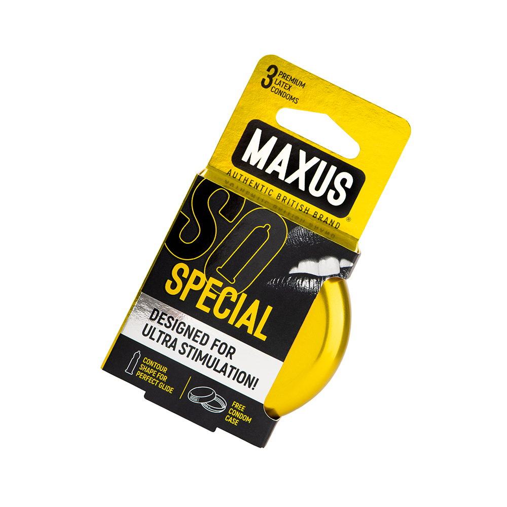 Презервативы Maxus, точечные, латекс, ребристые, железный кейс, 18 см, 5,3 см, 3 шт.