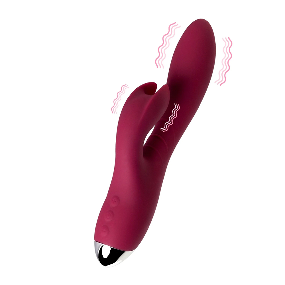 Вибратор с клиторальным стимулятором L'EROINA by TOYFA Mion, силикон, бордовый, 22 см