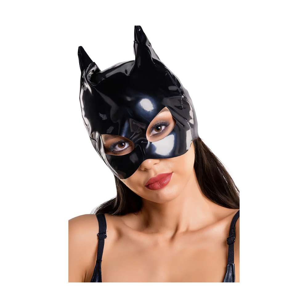 Маска кошки Glossy ANN из материала Wetlook, черный, OS 1