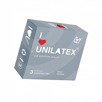 Презервативы Unilatex, ribbed, латекс, ребристые, 19 см, 5,4 см, 3 шт.