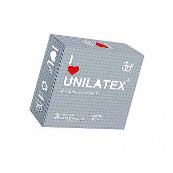 Презервативы Unilatex, dotted, латекс, точечные, 19 см, 5,4 см, 3 шт.