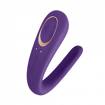 Многофункциональный стимулятор для пар Satisfyer Double Classic, силикон, фиолетовый, 18,5 см.