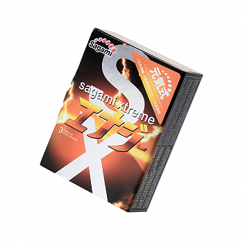 Презервативы Sagami, xtreme, energy, латекс, 19 см, 5,3 см, 3 шт.