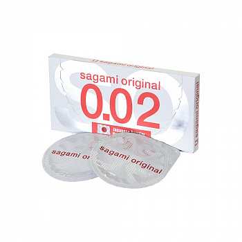 Презервативы Sagami, original 0.02, полиуретан, ультратонкие, гладкие, 19 см, 5,8 см, 2 шт.