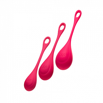 Набор вагинальных шариков Satisfyer YONI, силикон, красный, Ø 2 см.