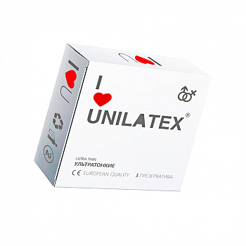 Презервативы Unilatex, natural ultrathin, ультратонкие, 19 см, 5,4 см, 3 шт.