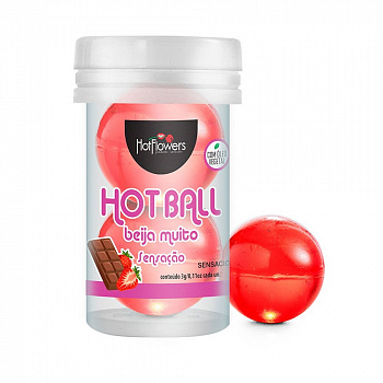 Лубрикант на масляной основе Hot Ball Beija Muito с ароматом шоколада и клубники (2 шарика по 3 гр.)