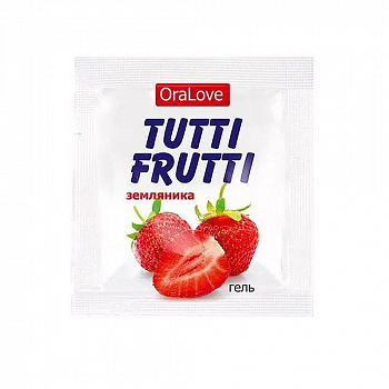 Съедобная гель-смазка TUTTI-FRUTTI для орального секса со вкусом земляники, саше 4гр 