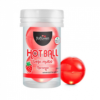 Лубрикант на масляной основе Hot Ball Beija Muito с ароматом клубники (2 шарика по 3 гр.)