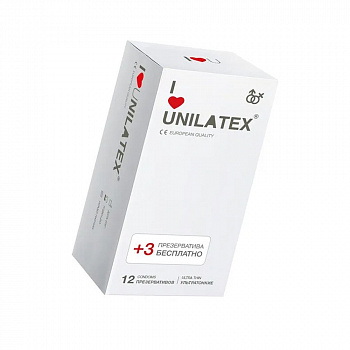 Презервативы Unilatex, natural ultrathin, ультратонкие, 19 см, 5,4 см, 15 шт.