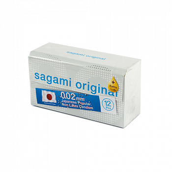Презервативы Sagami, original 0.02, extra lub, полиуретан, 19 см, 12 шт.