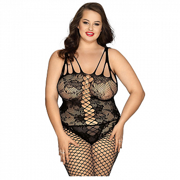 Костюм-сетка и стринги Candy Girl Kasandrah черный (2XL)