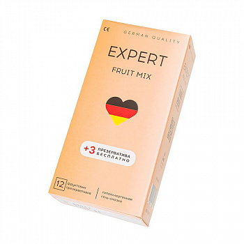 Презервативы EXPERT Fruit Mix Germany 12шт +(3 бесплатно)., фруктовые ароматизированные