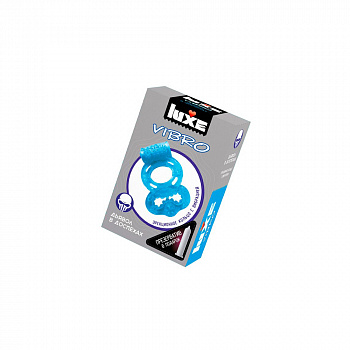 Виброкольцо LUXE VIBRO Дьявол в доспехах + презерватив, голубой, 1 шт, 18 см
