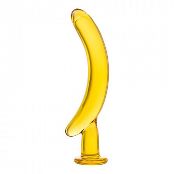 Нереалистичный фаллоимитатор Sexus Glass, стекло, желтый, 17,5 см