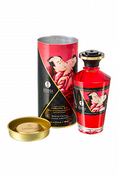 Масло для массажа Shunga Blazing Cherry, разогревающее, вишня, 100 мл