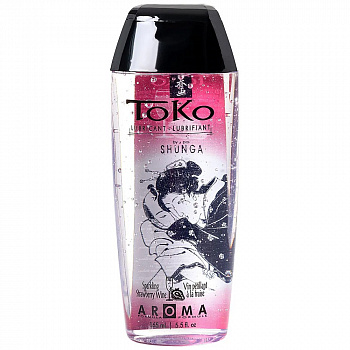 Лубрикант Shunga Toko Aroma на водной основе c ароматом клубники и шампанского, 165 мл.