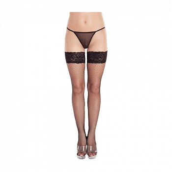 Чулки-сетка (c силик. полосками) SoftLine Collection, черные (L)