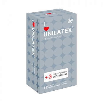 Презервативы Unilatex, Dotted, точечные 12 + 3 шт